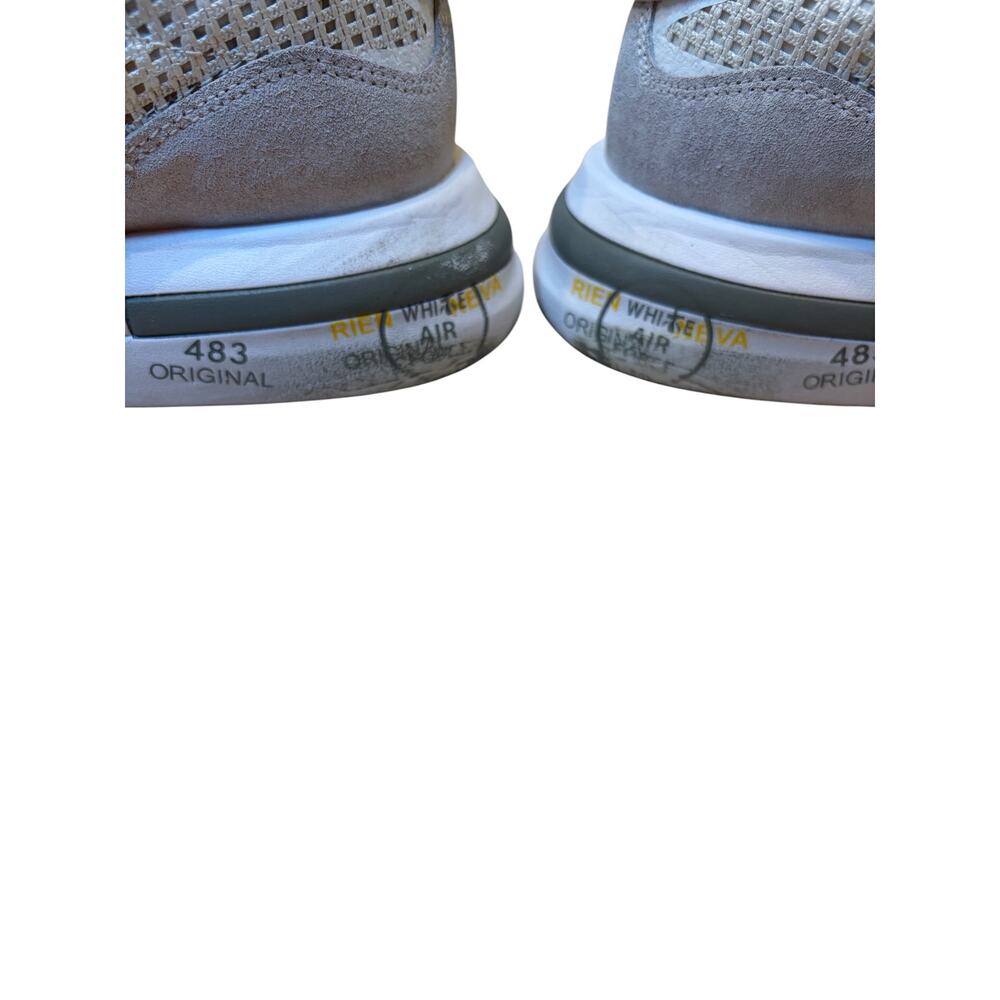 Premiata Mesh Sneakers Sz 37 White Cream Suede Glitter Heel Platform Italy - Picture 7 of 7
